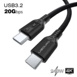 Full Function 20Gbps Type C Cable USB3.2 Gen2 *2 USB C 20G Data Transfer Cord USB 3 240W Fast Charge Cable 4K For Hub 0.2m 3m 5m - Image 7