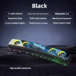 Computer Audio Desktop Notebook Long Multimedia Gaming Bluetooth Speaker Game Subwoofer 7 Color LED Lights/FM - Image 6